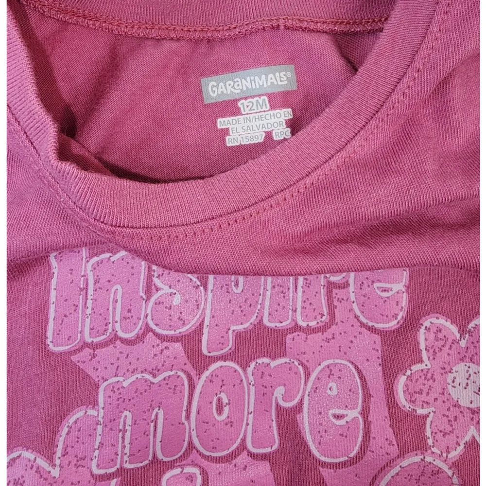 Baby Garanimals Pink White Inspire Love Long Sleeve Tee 12 Months